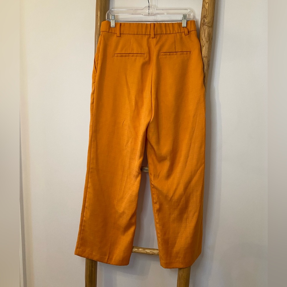 H&M Orange Tailored Trouser Pants High Waist Straight Leg Sz 10 - Picture 9 of 9